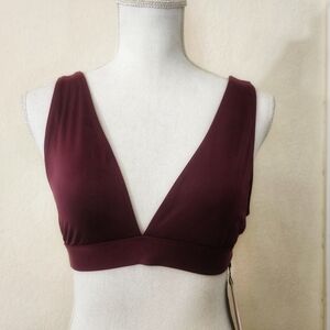 BFYNE Burgundy Seamless Wireless Bikini top Size M